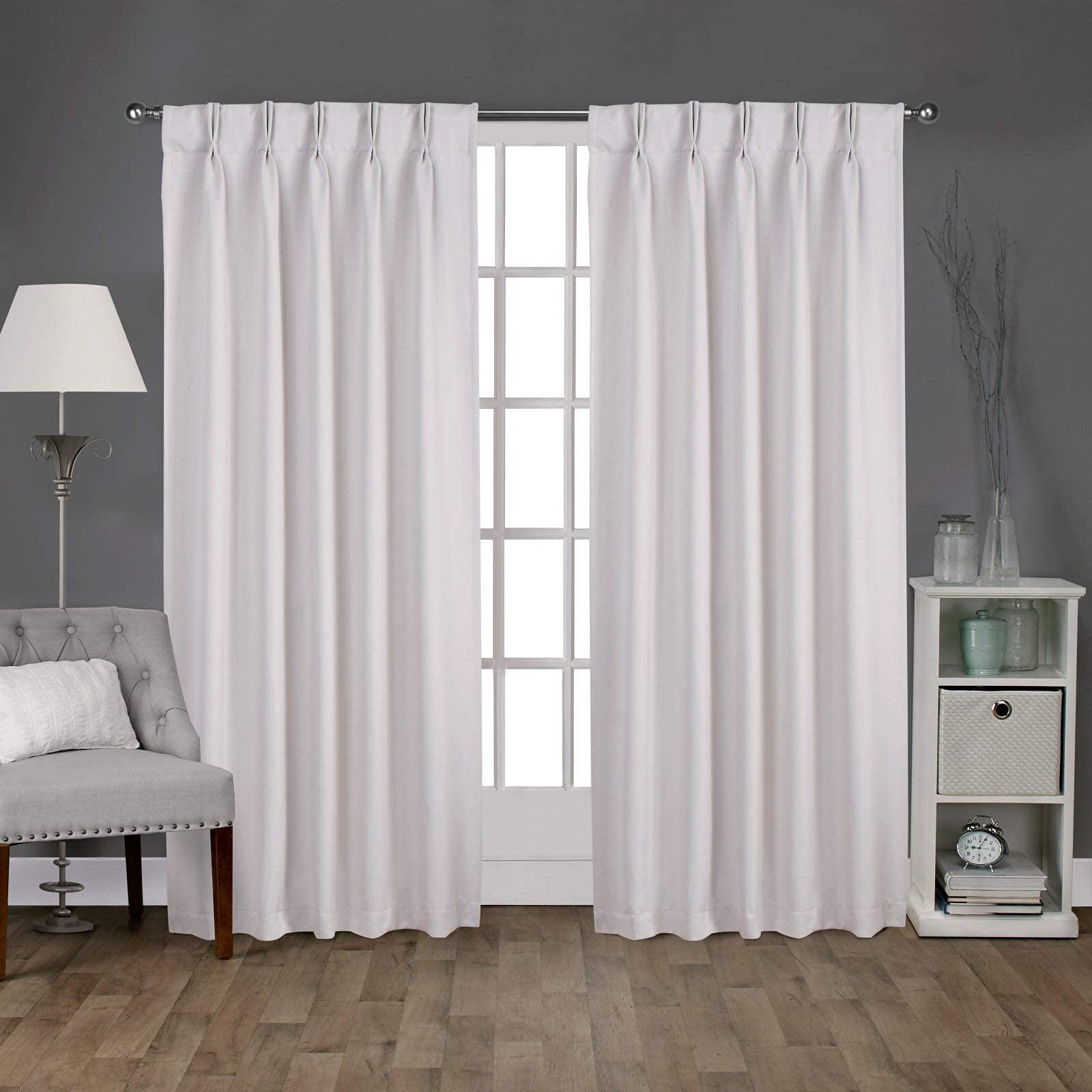 LITTLE BIRD LITTLE BIRD Double Pinch Pleated Window Curtains Panel for Living Room Bedroom Meetingroom Club Theater Patio Door Color White, (Wide 72 Inch by 84 Inch Long-1 Panel)
