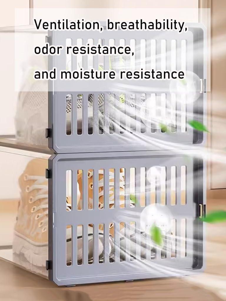 HomeLoft Basics Shoe Boxes Stackable Shoe Storage Box, Transparent Plastic Shoe Boxes, Shoe Organizer Containers With Lids For Women/men, Easy To Assemble (Color : 18pcs)