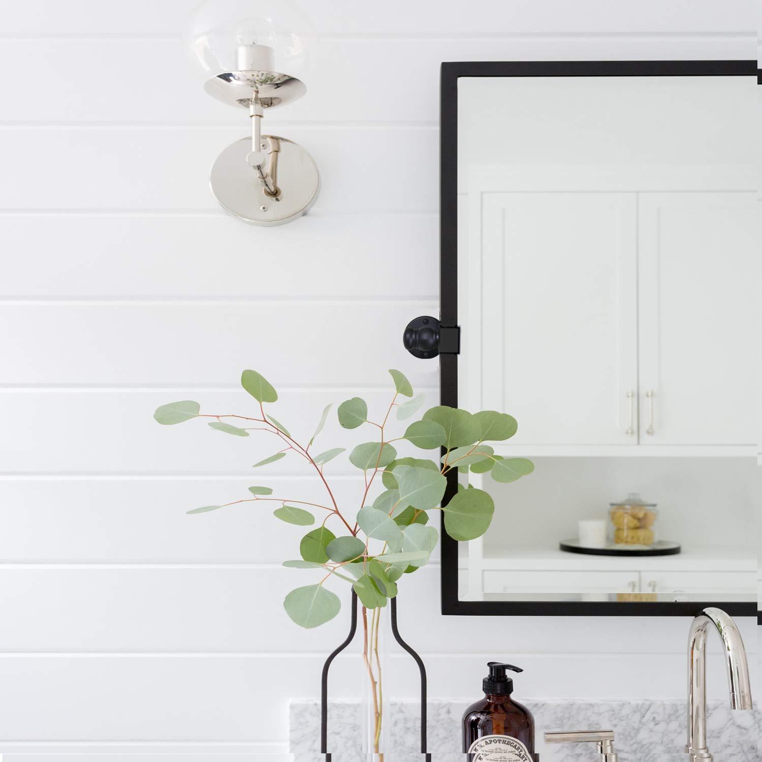 TEHOME TEHOME 20x24 inch Pivot Mirror Black Tilt Rectangle Bathroom Mirror Tilting Metal Framed Beveled Vanity Mirrors