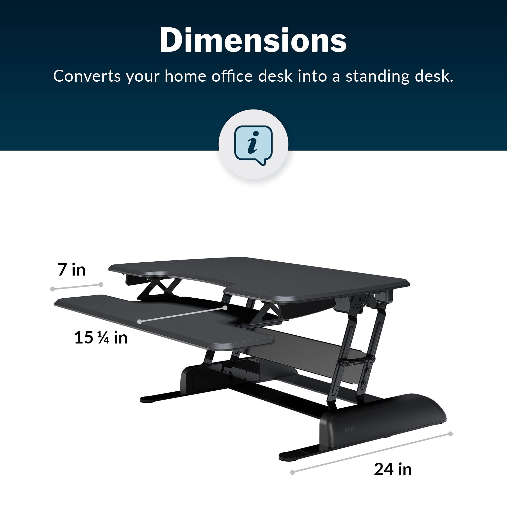 Vari Vari - VariDesk Essential 36 - Two-Tier Standing Desk Converter for Monitor & Accessories - Height Adjustable Sit Stand Desk - Fully Assembled Monitor Riser for Home Office - 36\" Wide, Black