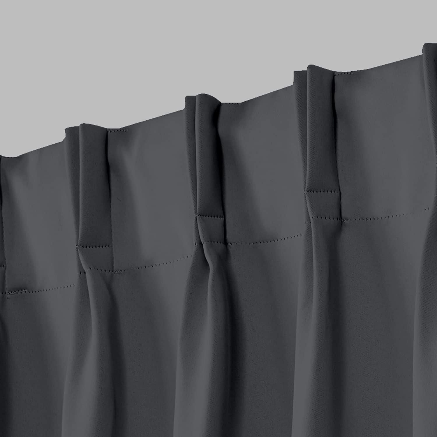 Villey Drapes Villey Drapes Double Pinch Pleated Blackout Curtains Thermal Insulated Room Darkening Window Treatments for Home/Office Pack of 1 Panel Hooks, tiebacks (Dark Grey, 100x120)