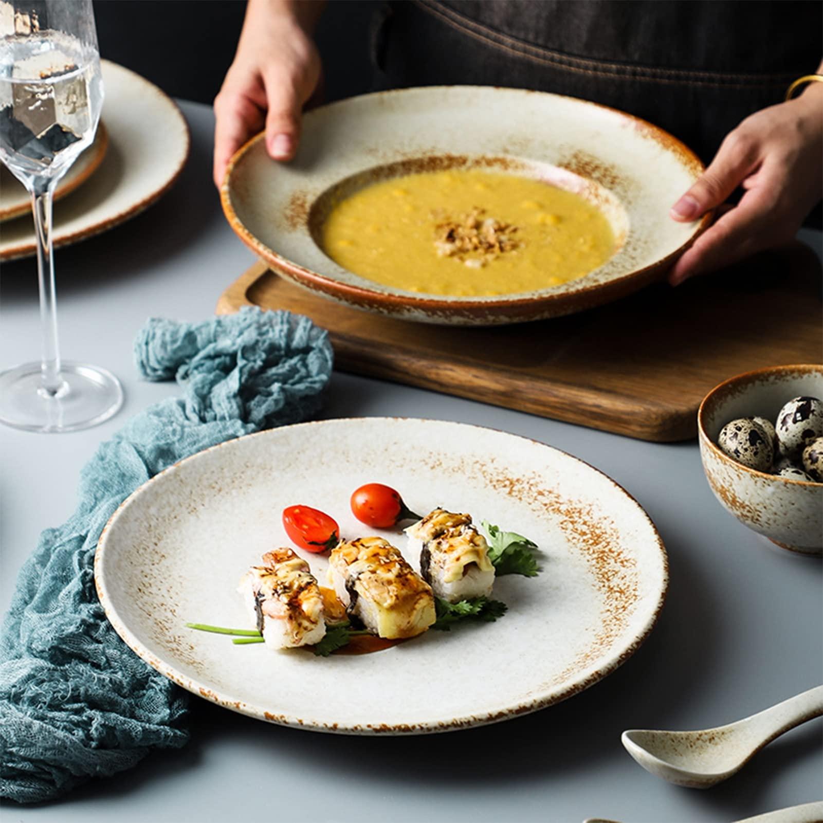 Brigtviee 60-Piece Dinnerware Set, Service for 8, Porcelain Dinnerware Sets, Kitchen Ceramics Plates and Bowls Sets, Dinner Set, Dishes Set, Tableware Set, Microwave and Dishwasher Safe