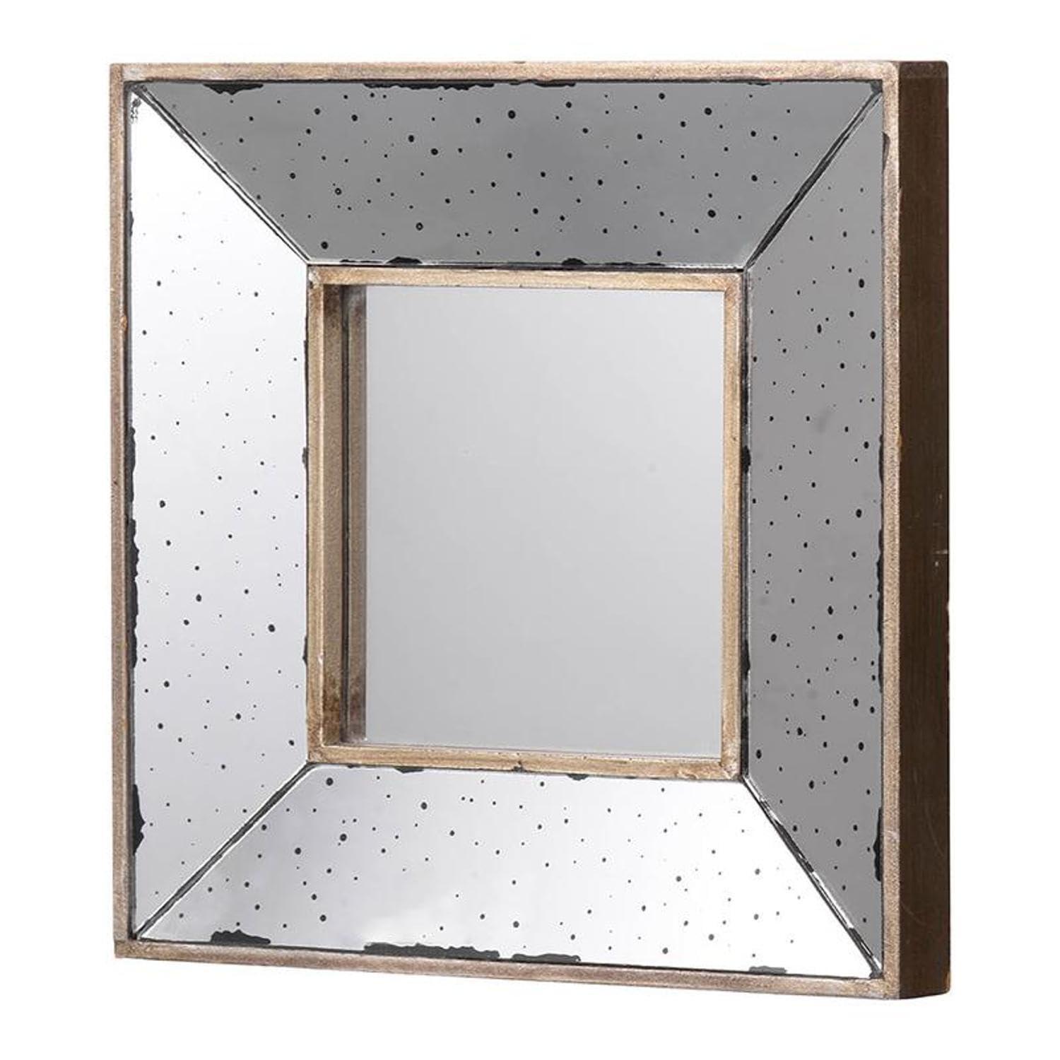 T2 CONCEPT T2 CONCEPT 12 x 12 Distressed Silver Square Accent Mirror, Traditional Style Wall Mirror, for Living Room, Entryway, Office, Bedroom, Hallway