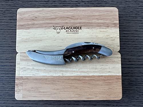 LAGUIOLE EN AUBRAC L Laguiole En Aubrac Sommelier Waiter\'s Corkscrew, Grapevine Wood Handle, Wine Opener With Foil Cutter & Bottle Opener, Stainless Steel Brushed Bolsters