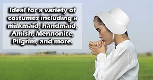 Nicky Bigs Novelties Nicky Bigs Novelties Adult Bonnet Old Fashioned Victorian Handmaids Hat- Women Pilgrim Bonnets Hats - Amish Colonial Bonnet Cap - Pioneer Prairie Felt Sun Hat Costume Accessories White