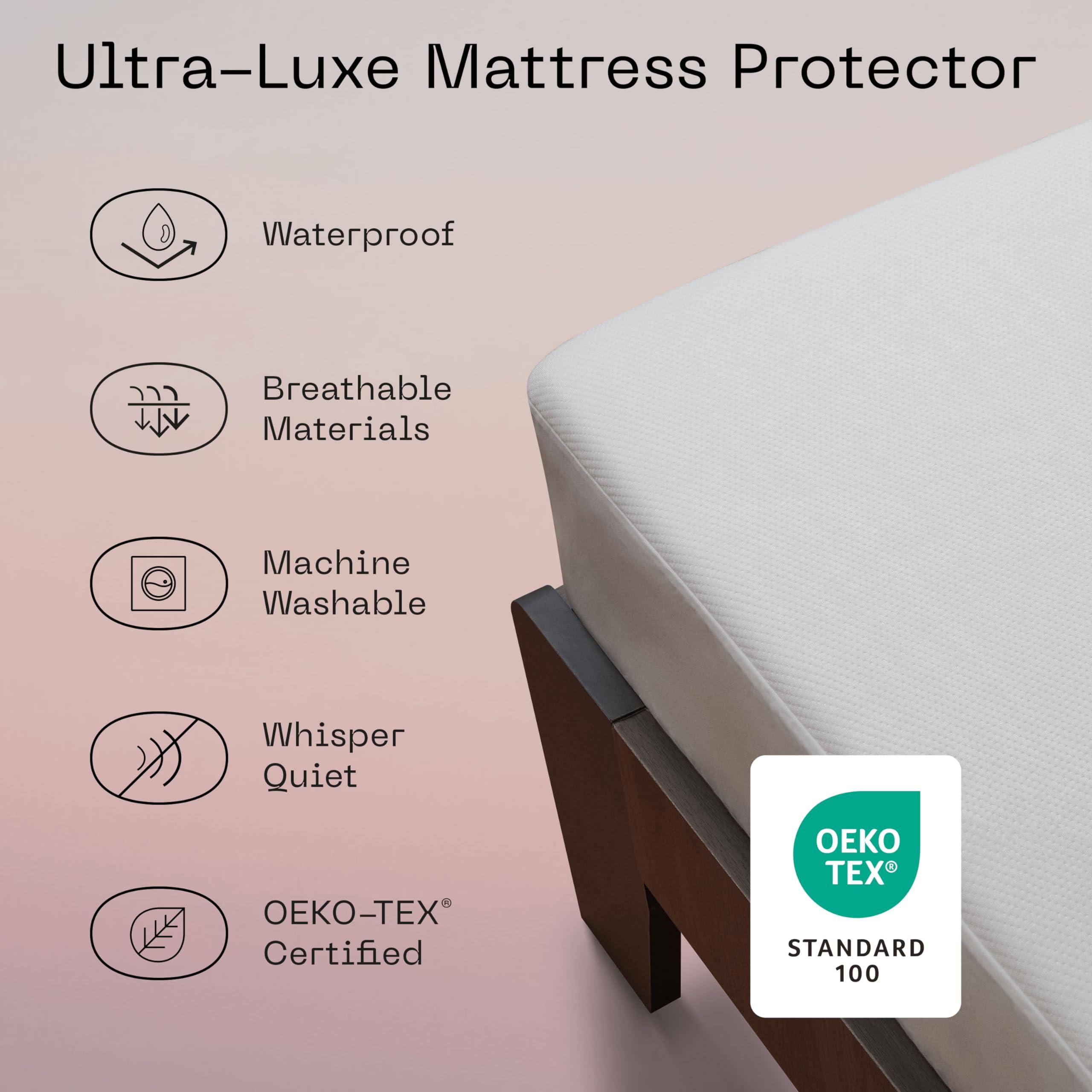 Coop Home Goods Coop Home Goods Ultra-Tech Waterproof Mattress Protector Twin, Smooth Top Mattress Pad, Waterproof Cover, Up to 18 Inches Deep, Machine Washable, Noiseless Comfort, Twin (39x75)