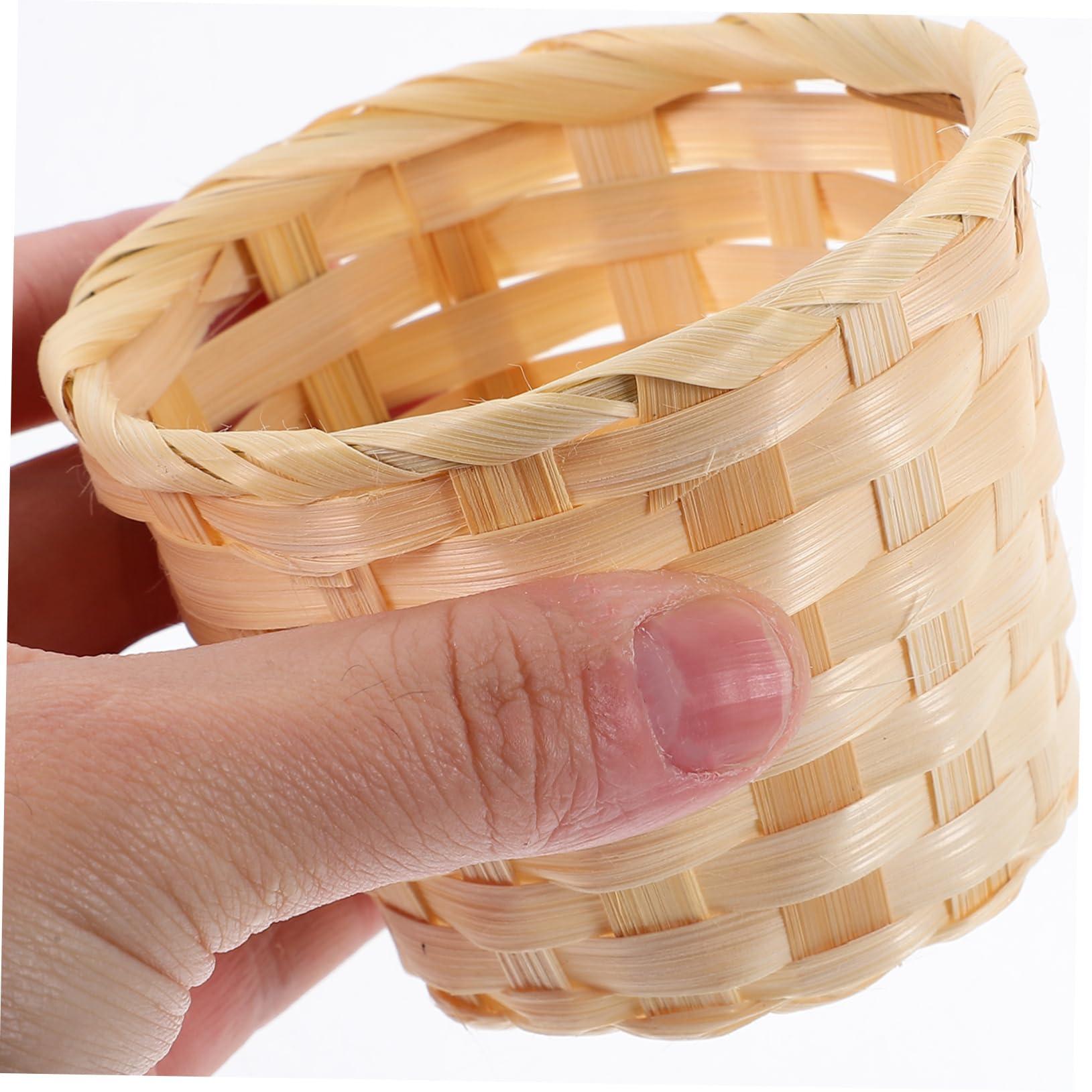 DEARMAMY DEARMAMY Mini Woven Basket 12Pcs Miniature Flower Basket Dollhouse Picnic Basket Tiny Party Favor Desktop Storage Container Farmhouse Decor