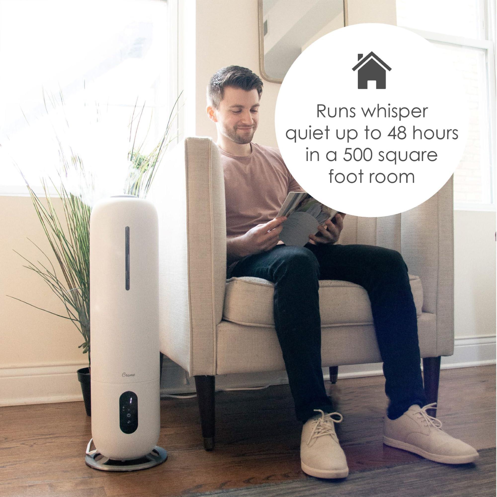 Crane Crane Ultrasonic Cool Mist Tower Humidifier, 2 Gallon,White,EE-6917