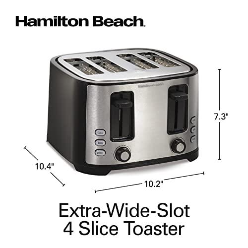Hamilton Beach Hamilton Beach Extra Wide Slot Toaster with Defrost and Bagel Functions Shade Selector, Toast Boost, Auto-Shutoff and Cancel Button, 4 Slices, Black