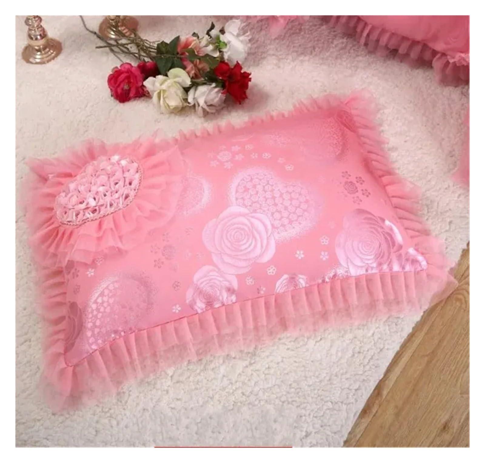 ADovz ADovz Red Pink Lace Princess Bedding Set 4/6/8pcs Luxury Girls Wedding Bed Set Quilt Cover Bed Sheets Queen King Size,Bed Sheets