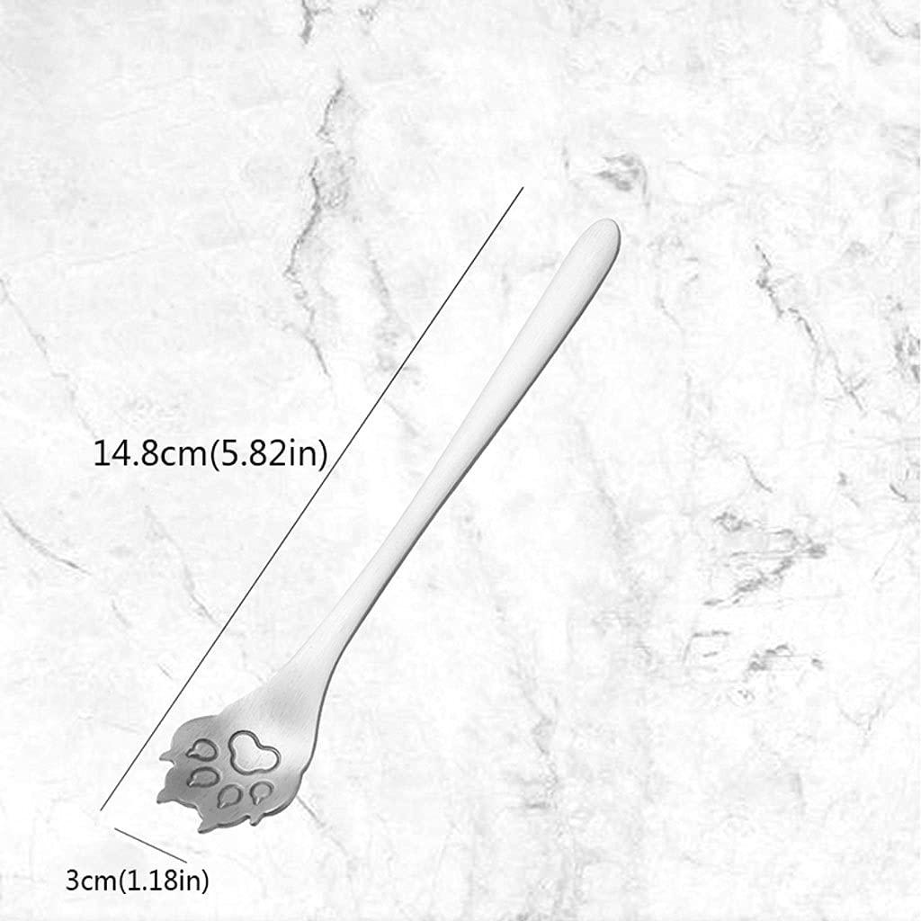 EARSHOT EARSHOT Tea Spoons Hollow Cat\'s Claw Spoon Stainless Steel Spoon Dessert Spoon Spoon Coffee Cereal Mixing Spoon Soup Spoons(Black)