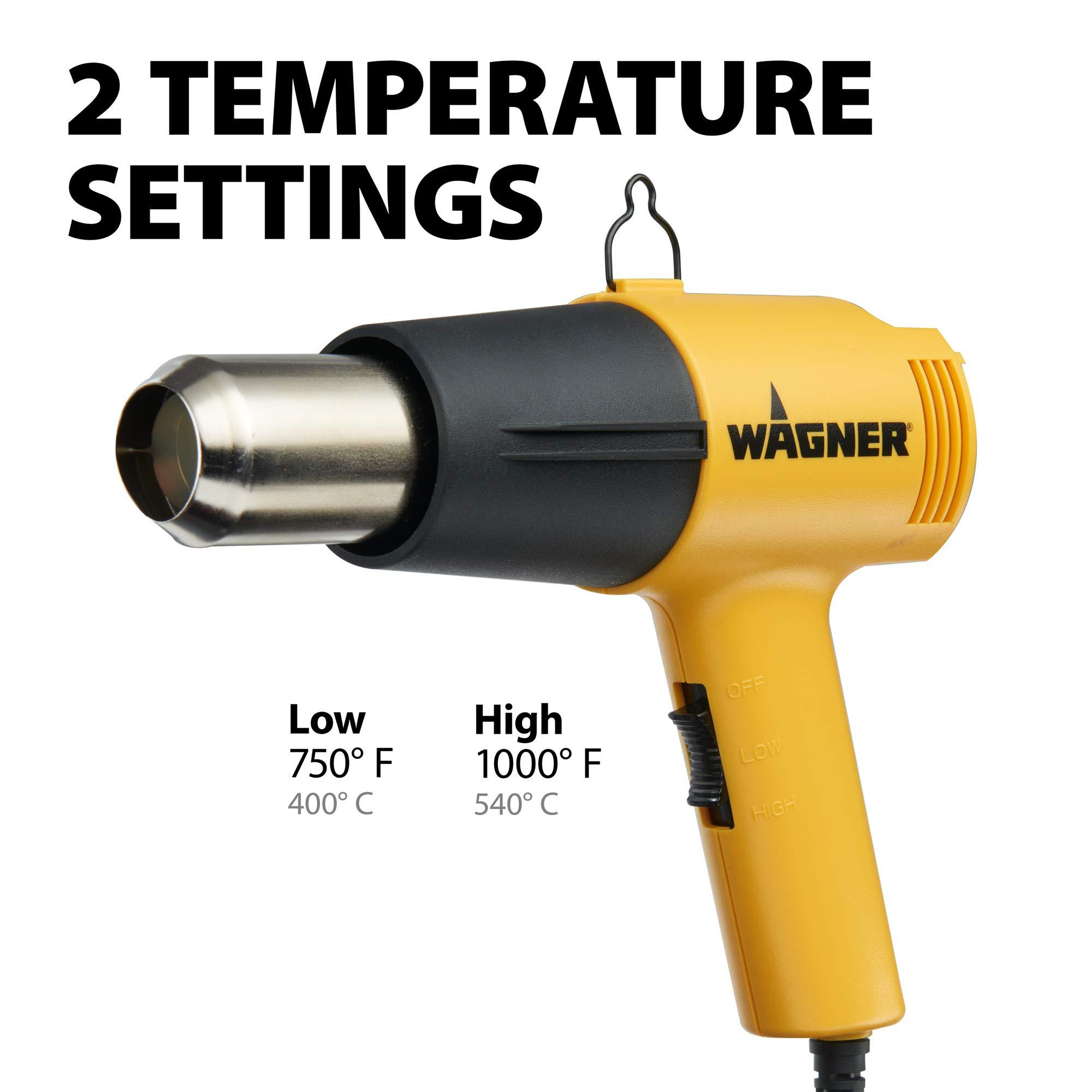 Wagner Power Products Wagner Spraytech 0503008 HT1000 Heat Gun, 2 Temp Settings 750F & 1000F, Great for Soften paint, Caulking, Adhesive, Putty Removal, Shrink Wrap, Bend Plastic Pipes, Loosen Rusted Nuts or Bolts