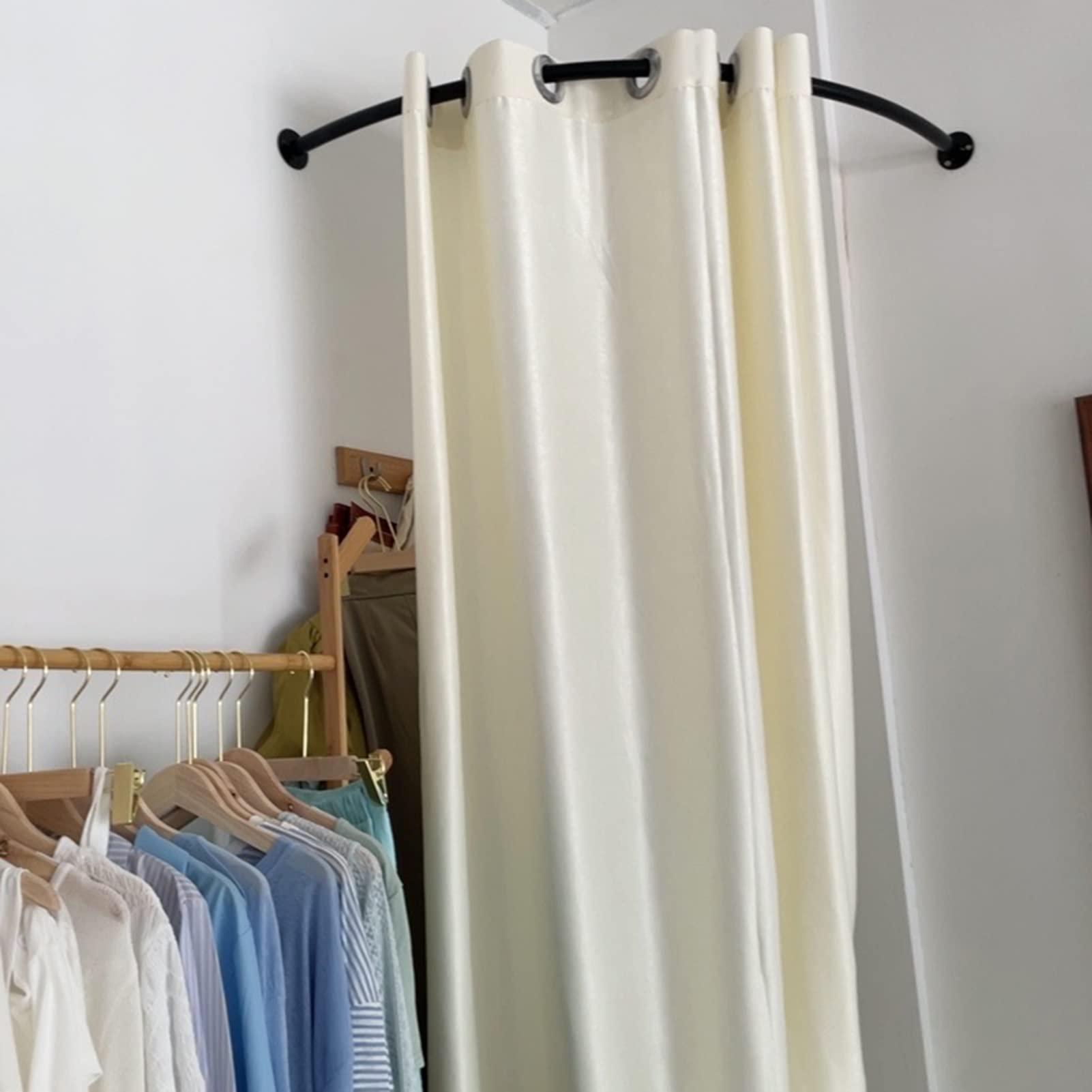 JIANFEI Clothing Store Fitting Room, Portable Changing Room, Dressing Room for Privacy Protection, Include Shading Curtain, Hanging Rod (Color : Off-White, Size : 90x200cm)