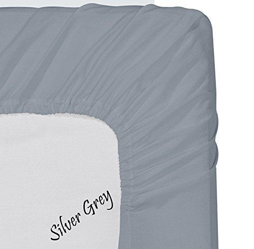 American Linen Luxury Linen Bed Sheets Set Silver Grey Solid Premium Quality, 6 PCs Olympic Queen Bed Sheet Set 100%-Egyptian Cotton, 24 Inches Deep Pocket
