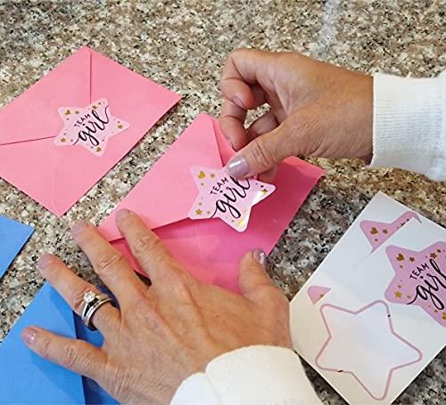 Willa Flare 2.25 Gender Reveal Stickers for Party Invitations and Voting Games (80 Count) - Team Boy and Team Girl Labels with Gold Foil for Reveal Parties and Baby Showers | Easy to Peel and Stick (Circle)