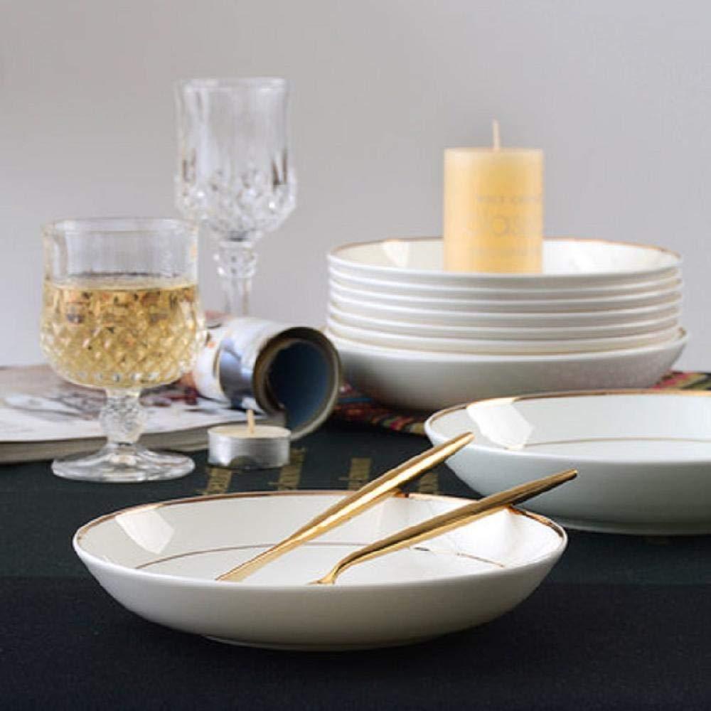 JF-XUAN JF-XUAN Dinnerware Set Kitchen Phnom Plate 6pieces European Western Plates Western Point Plate Round Western Plate White Bone Porcelain Plate