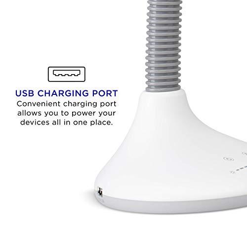 Verilux Verilux SmartLight Full Spectrum LED Desk Lamp with Adjustable Brightness, Flexible Gooseneck and Integrated USB Charging Port - Reduces Eye Strain and Fatigue - Ideal for Readers, Artists, Crafters
