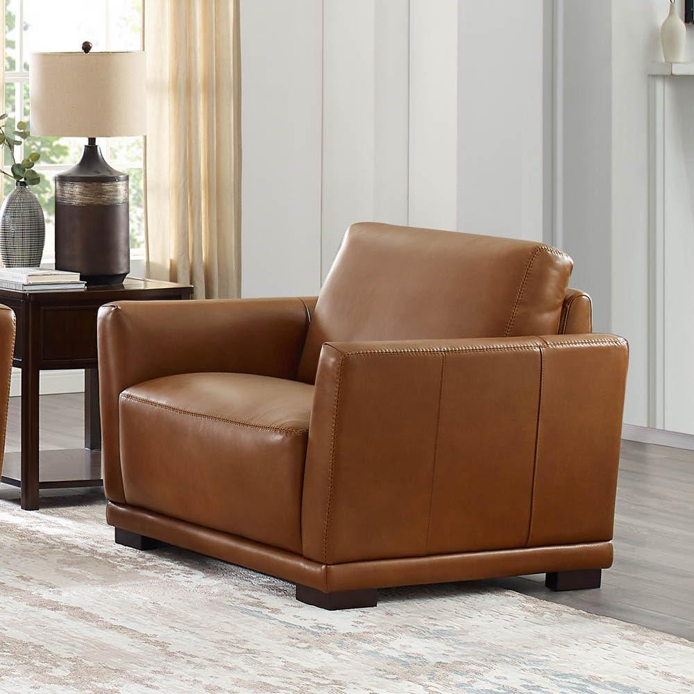 Hydeline Hydeline Mary Top Grain Leather Chair, Cinnamon Brown, Memory Foam and Pocket Coils