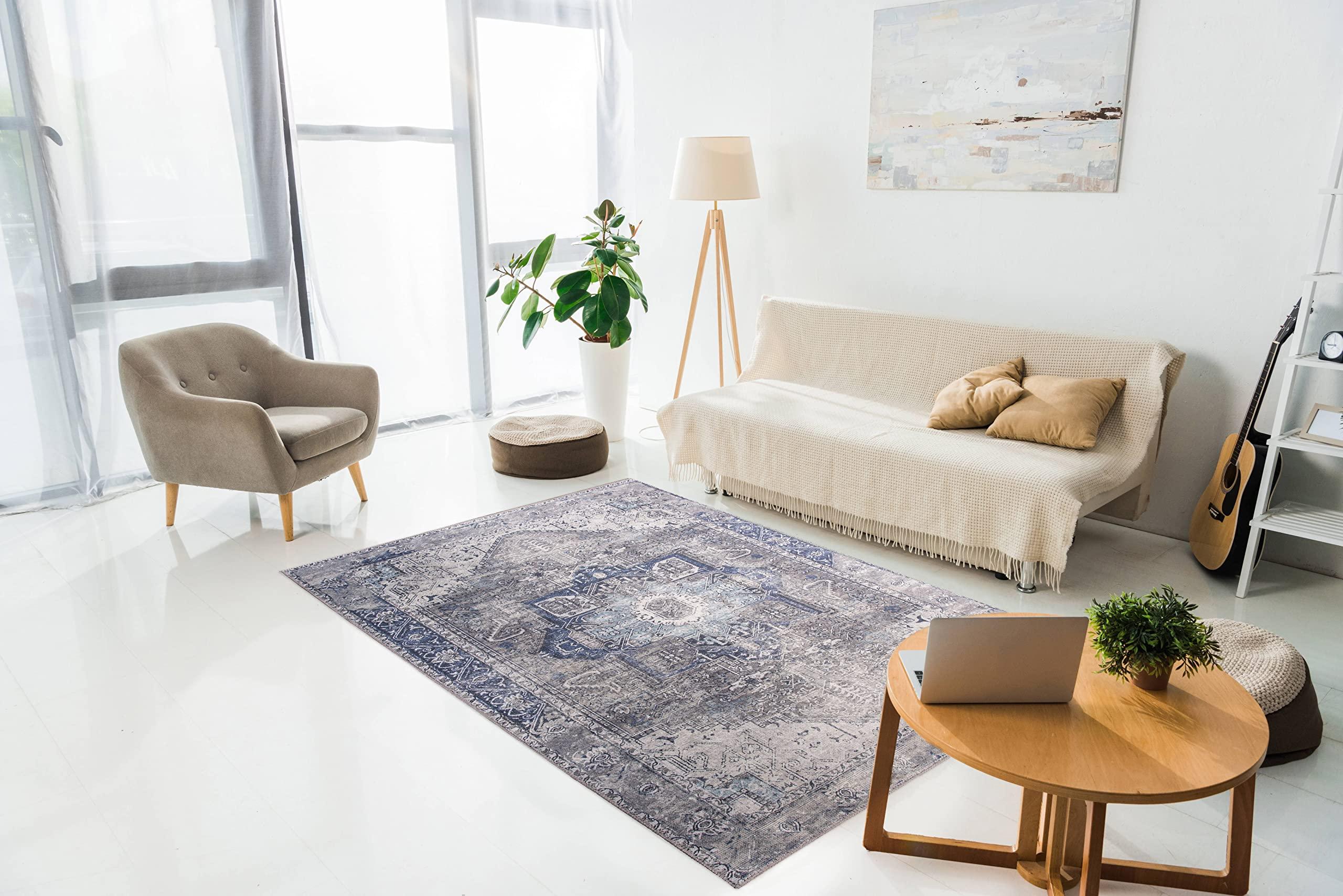 RugOver RugOver Machine Washable Area Rug, Pet-Friendly and Non-Slip Indoor Carpet for Kitchen, Bathroom, Living Room, Home Floor Decoration(Seal/Space, 6'3" x 9'6")