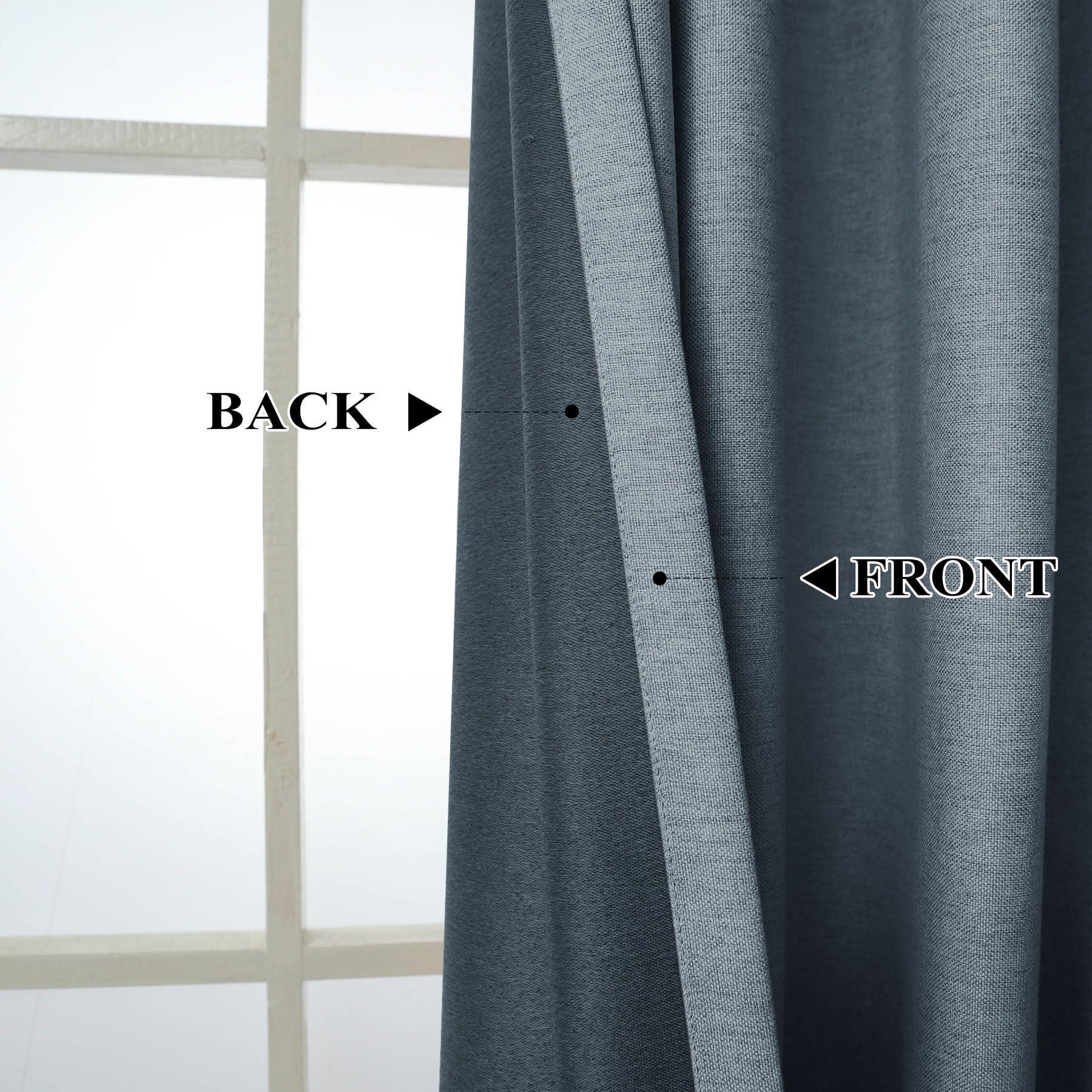 Fcosie Fcoise Pinch Pleat Curtains for Traverse Rod, 192 Inches Extra Long Drapes, Linen Look Blackout Curtains, Tall Ceiling to Floor Curtains, Extra Tall Curtains 16ft, Grey Blue (50" W x 192" L, 2 PCS)