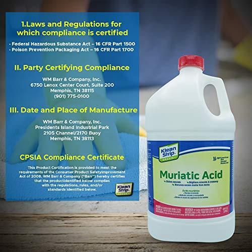 Centaurus AZ Klean Strip Green Muriatic Acid-Eco friendly Brightens Masonry Etch Concrete Removes Excess Mortar from Bricks and Cleans Algae and Scum-1 Gallon Plus Centaurus AZ Chemical Resistant Gloves
