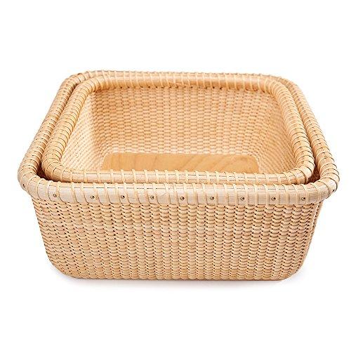 Teng Tian Teng Tian Nantucket Baskets Napkin Baskets Woven Basket Rattan Basket Storage Basket Sewing Baskets longaberger Wicker Nested Party Baskets Sewing Storage Hand-woven rattan square tray