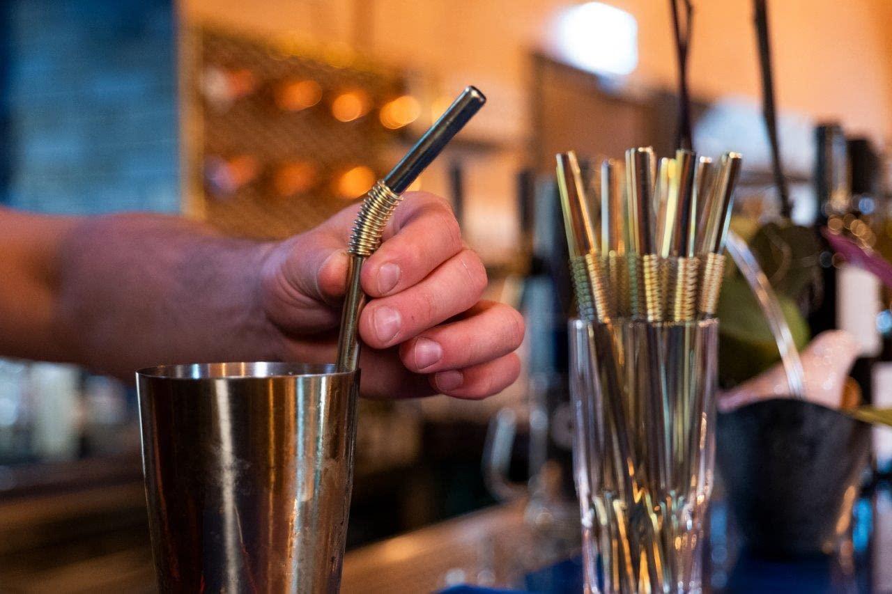 Nuts Bendable Straw | The Only Flexible Stainless Steel Straw | Patented & Hygienic Certified | Metal Straw | Reusable | Drinking Straws | 4 pcs Set + Straw Brush Cleaner (golden)