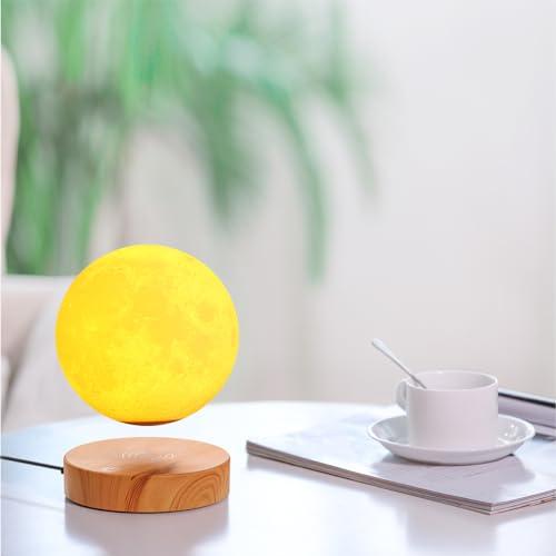 VGAzer VGAzer Levitating Moon Lamp,Floating and Spinning in Air Freely with 3D Printing LED Moon Lamp Has 20 Modes for Unique Gifts,Room Decor,Night Light,Office Desk Toys (Wooden Base 3 Colors)