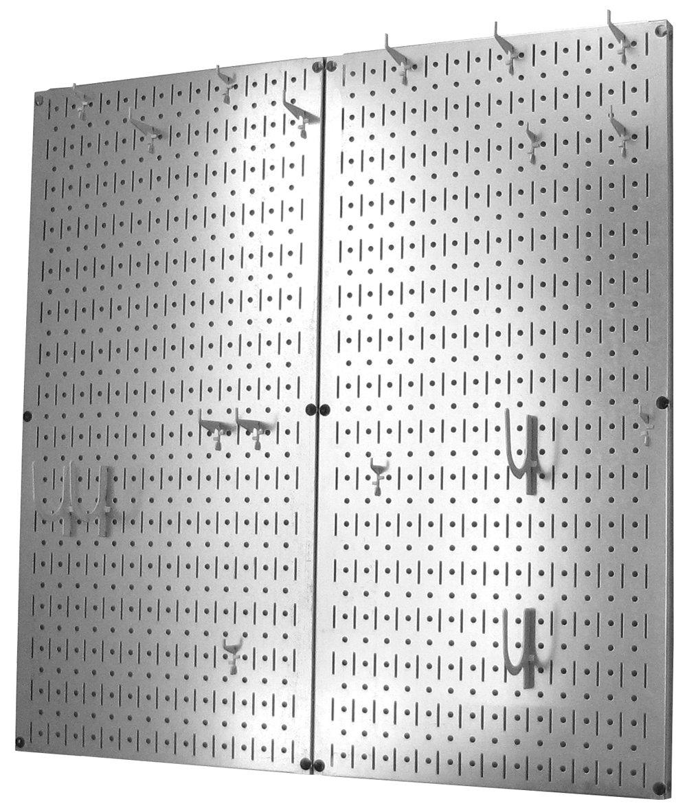 Wall Control Wall Control Kitchen Pegboard Organizer Pots and Pans Storage Rack Organization Kit with Metallic Silver Pegboard and White Accessories