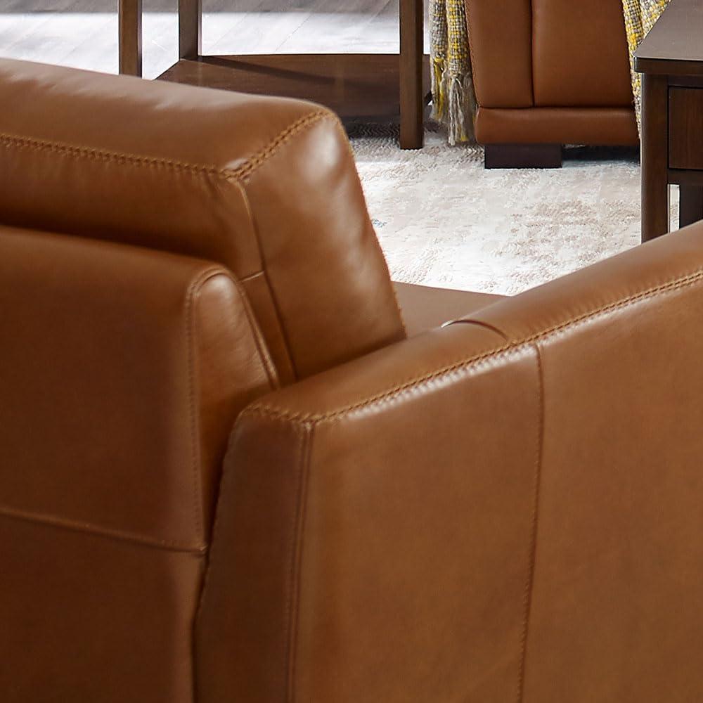 Hydeline Hydeline Mary Top Grain Leather Chair, Cinnamon Brown, Memory Foam and Pocket Coils
