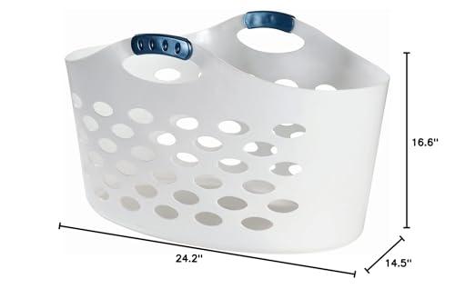 Rubbermaid Rubbermaid 1.5 Bushel Capacity Durable Versatile Flex N Carry Portable Flexible Laundry Basket With Convenient Carrying Handles, White, Organization and Storage for Laundry/Garage/Home