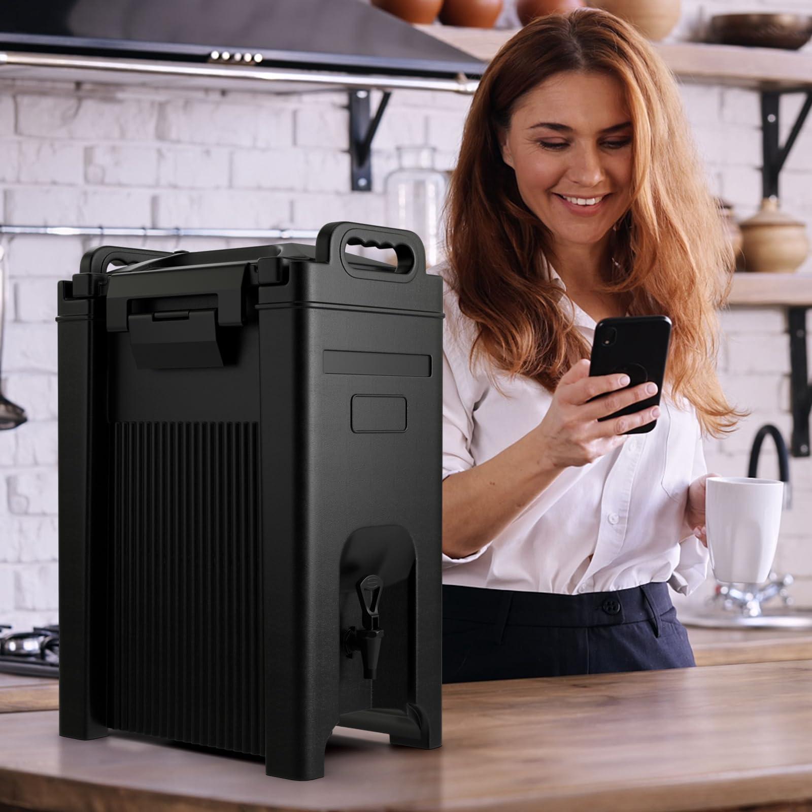 COSTWAY COSTWAY Insulated Beverage Dispenser, 5 Gallon Ice and Hot Drink Server with Handles for Catering, Food-grade LLDPE Material, Keep Hot Chocolate Coffee Tea Warm, Hot beverage Dispenser for Party