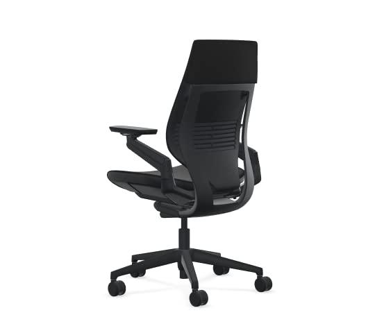 Steelcase Steelcase Gesture Office Chair - Era Onyx Fabric, Low Seat Height, Wrapped Back, Black on Black Frame, Lumbar Support, and Standard Carpet Casters