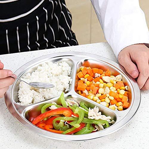 TEERFU TEERFU Stainless Steel Divided Plate Set: 3 Section Set of 2 Serving Trays Great for Camping,Lunch and Dinner Plates