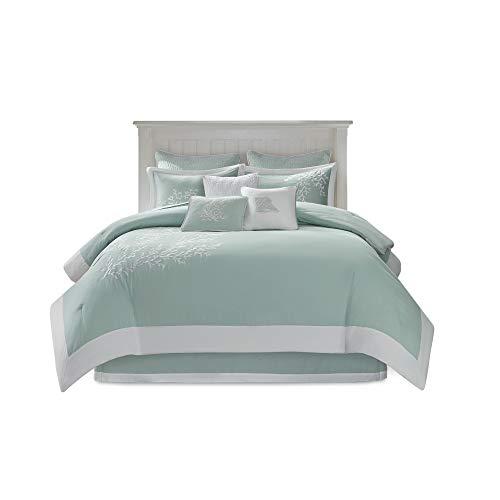 Harbor House Harbor House Cotton Comforter Set - Coastal Oceanic Sealife Design, All Season Down Alternative Bedding with Matching Shams, Bedskirt, Twin(72"x90"), Coastline, Coral Aqua, 3 Piece