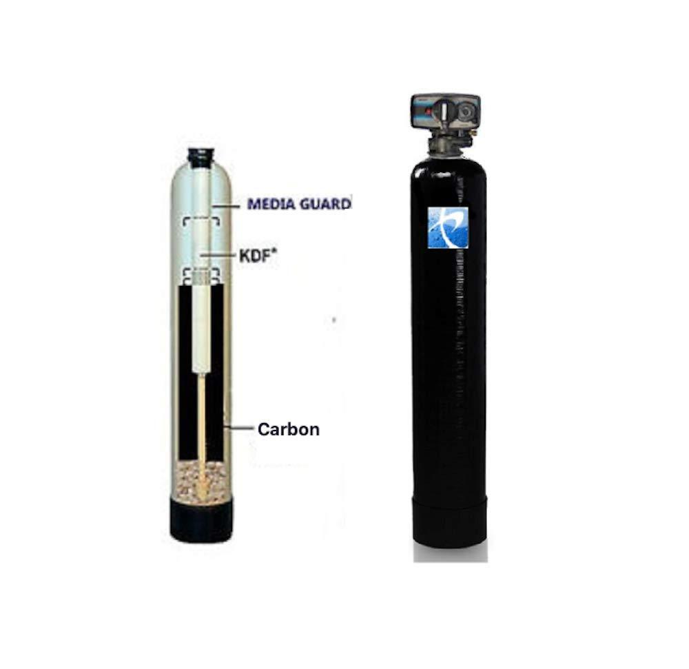 Premier Water Systems Oceanic Fleck 5600 Whole House Water Filtration System + KDF 85 | 10\"x 54\" Tank - 1.5 Cubic ft. of Coconut Shell Carbon (GAC)