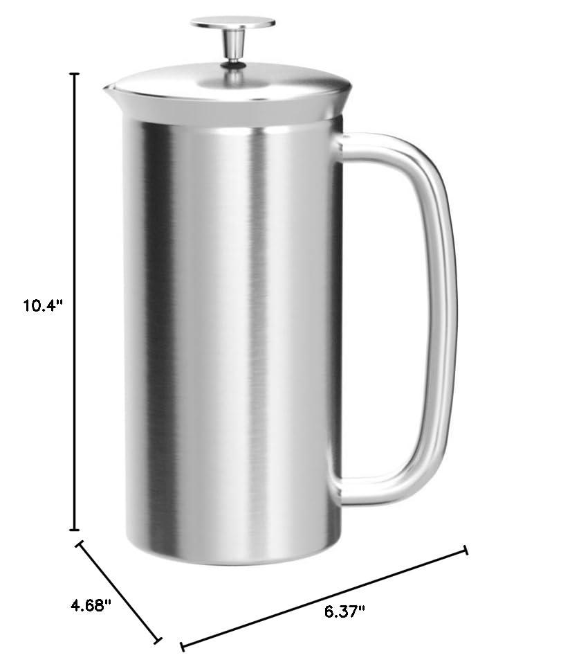 ESPRO ESPRO P7 French Press Coffee Maker - Double-Walled Stainless Steel Insulated with Micro-Filter, 32 Ounces, Brushed Stainless Steel