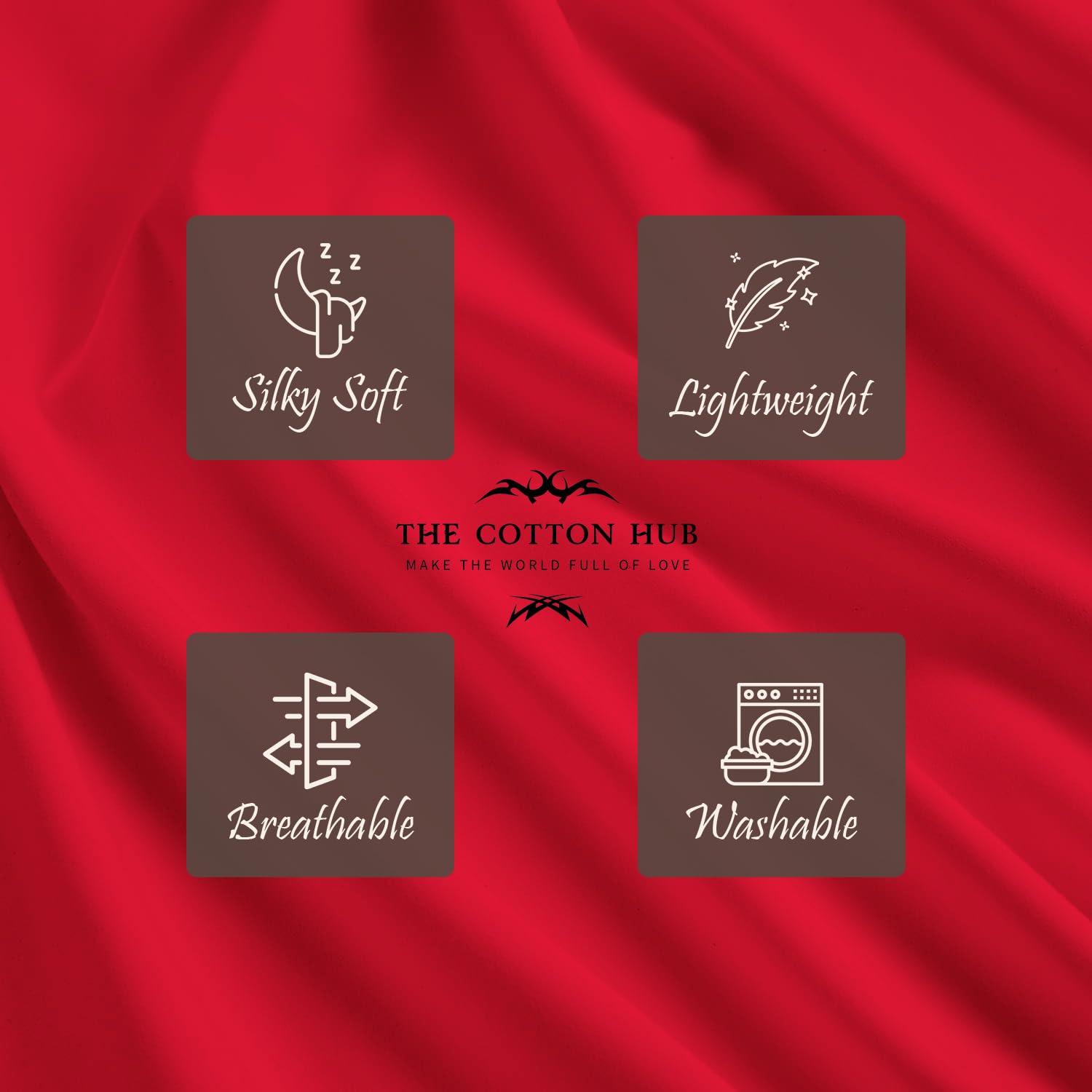 The Cotton Hub Queen Size 4-Piece Sheet Set 1000 Thread Count Luxury Certified 100% Pima Cotton Bed Sheets fits up to 7-9 inch Deep Pocket (Solid, Red)