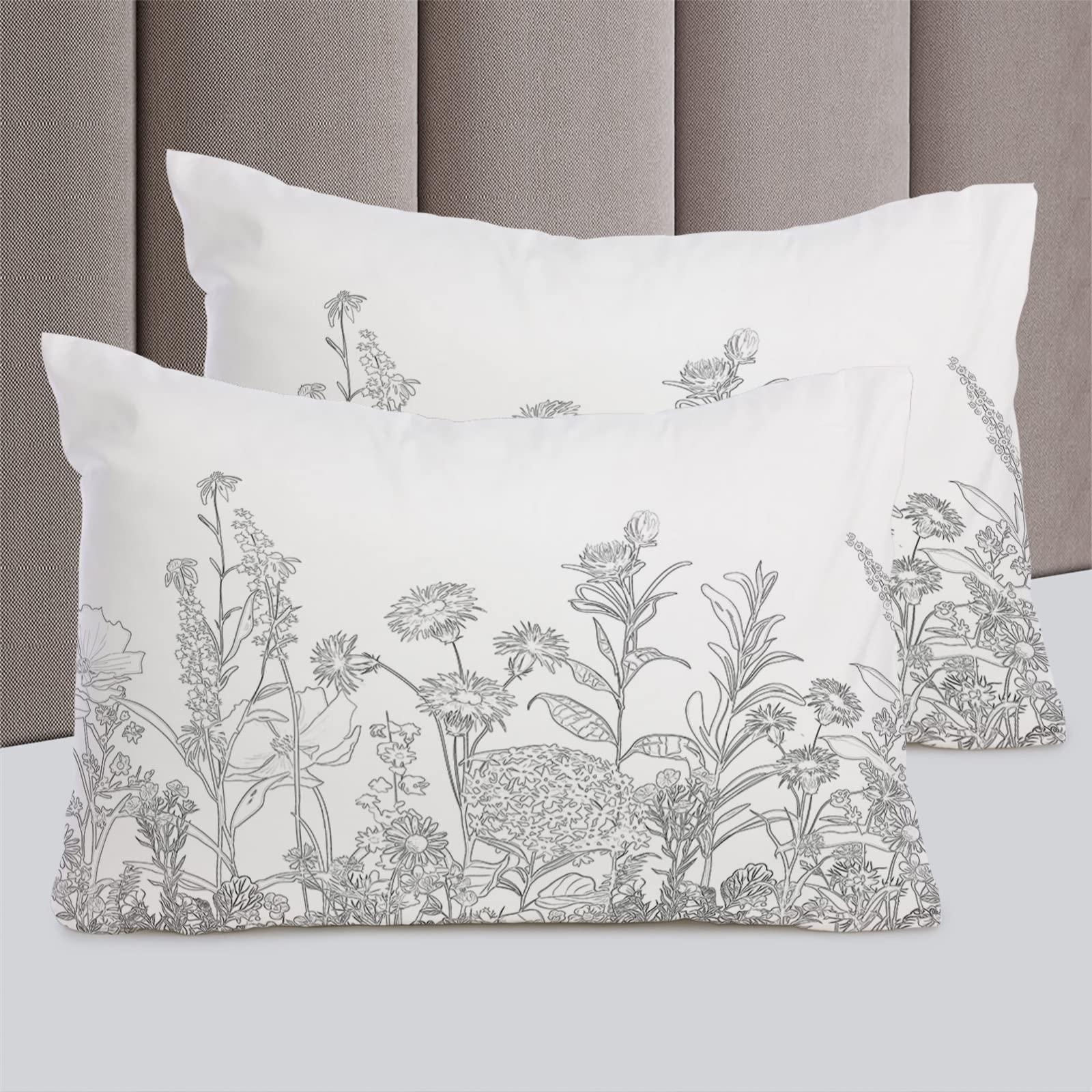 Debedcor Lavender Flower Sea Duvet Cover Cal. King Size, Black and White Retro Botanical Floral Comforter Cover with Zipper Closure, 3 Piece Bedding Sets 1 Duvet Cover 90x106 Inches and 2 Pillow Shams