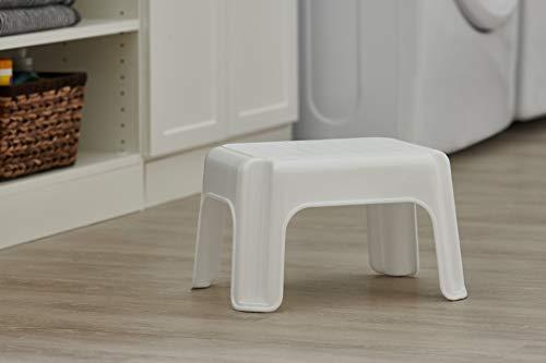 Rubbermaid Rubbermaid Step Stool, 9.5-Inch High, White, Plastic, Small Single Step Stool for Kids/Adults in Home/Kitchen/Laundry/Garage/Bathroom