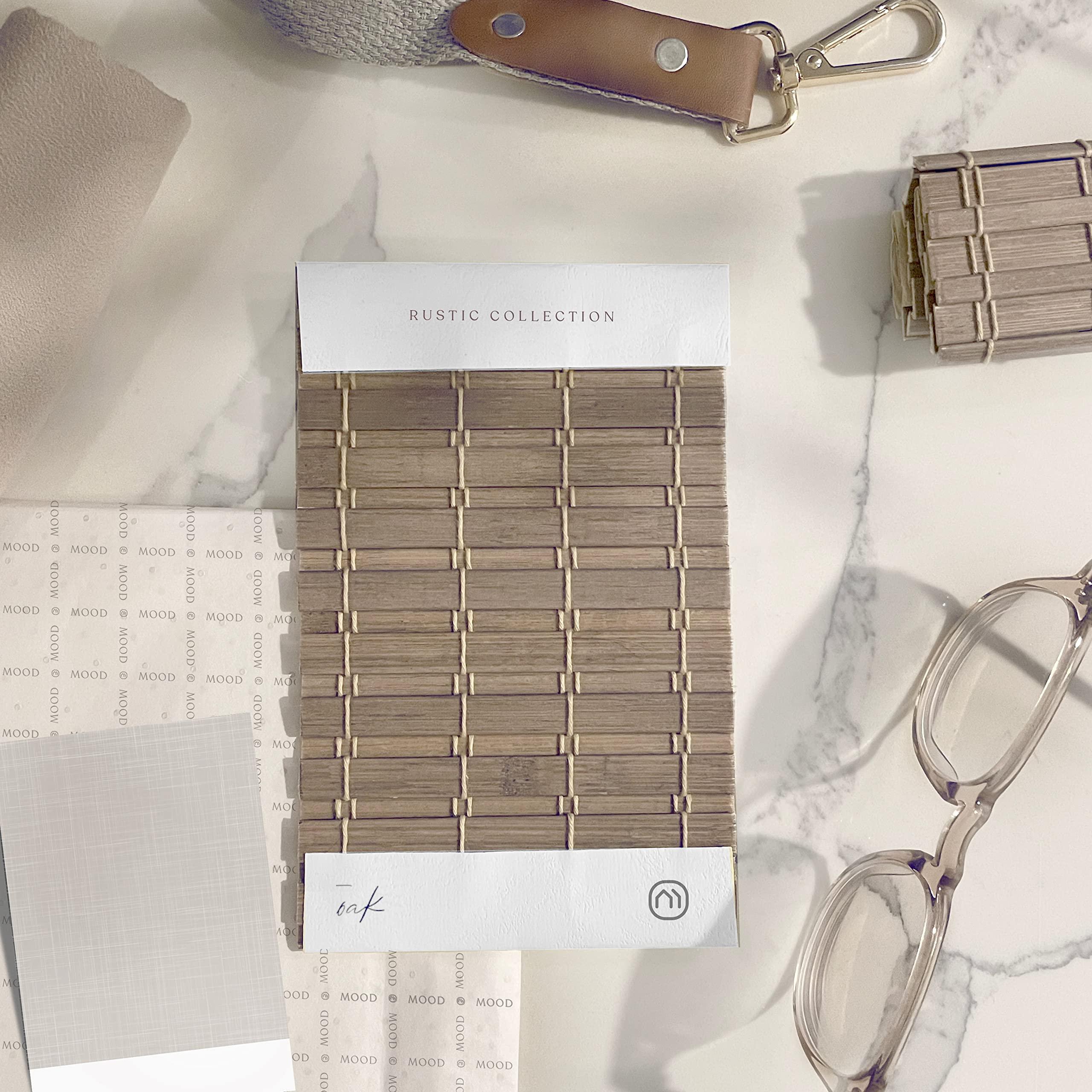 Mood MOOD Custom Bamboo Shades | Rustic | Cordless Bamboo Roman Shades for Windows and Doors (Natural Woven) | Rustic Oak (Great Privacy) | 63.5" W X 48" H