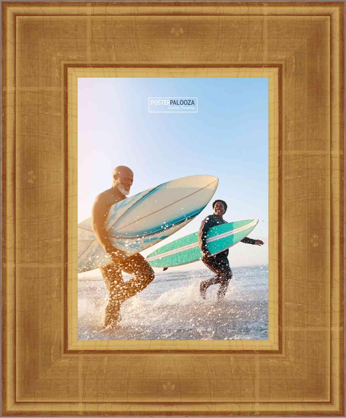 Poster Palooza Poster Palooza 21x15 Traditional Gold Complete Wood Picture Frame with UV Acrylic Plexiglass, Foam Board Backing & Hardware Included