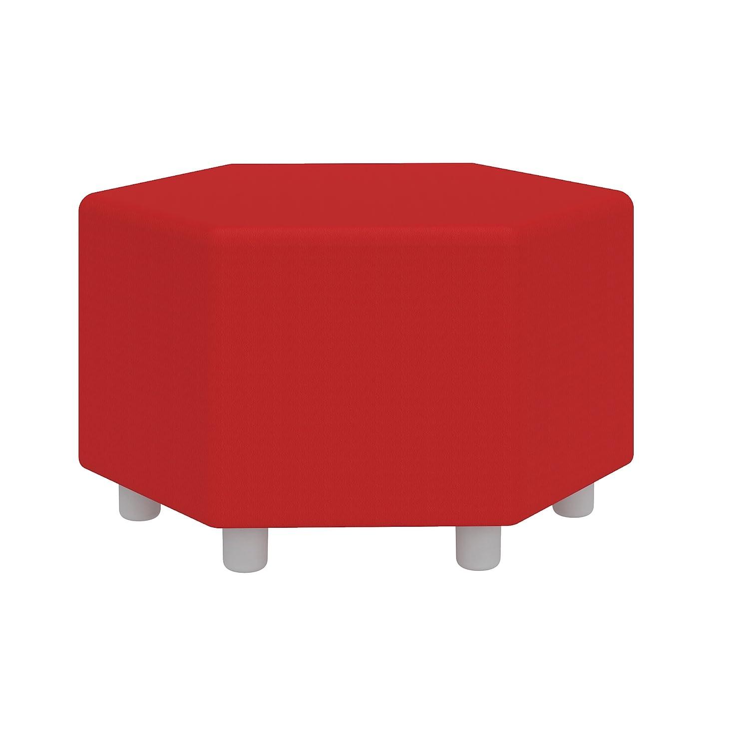 Safco Safco Products Learn 30 Hexagon Vinyl Ottoman for Home Use, Classroom Seating, Kids Room, Game Room (Red Vinyl)