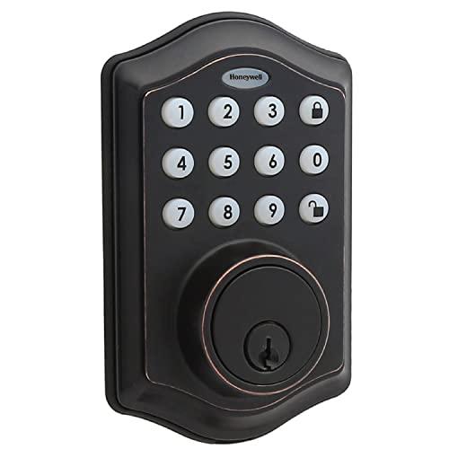 Honeywell Safes & Door Locks Honeywell Safes & Door Locks - Keyless Entry Door Lock with Smart Electronic Keypad Deadbolt - Easy Installation & 50 Different Pin Codes - Auto Lock - Oil Rubbed Bronze - 2.9 x 2 x 6.2 in - 8712409