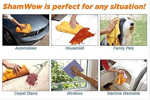 ShamWow ShamWow Original Super Absorbent Multi-Purpose Cleaning Shammy Chamois Towel Cloth - Holds 10X its Weight in Liquid - Machine Washable - Will Not Scratch (4 Pack, Orange)