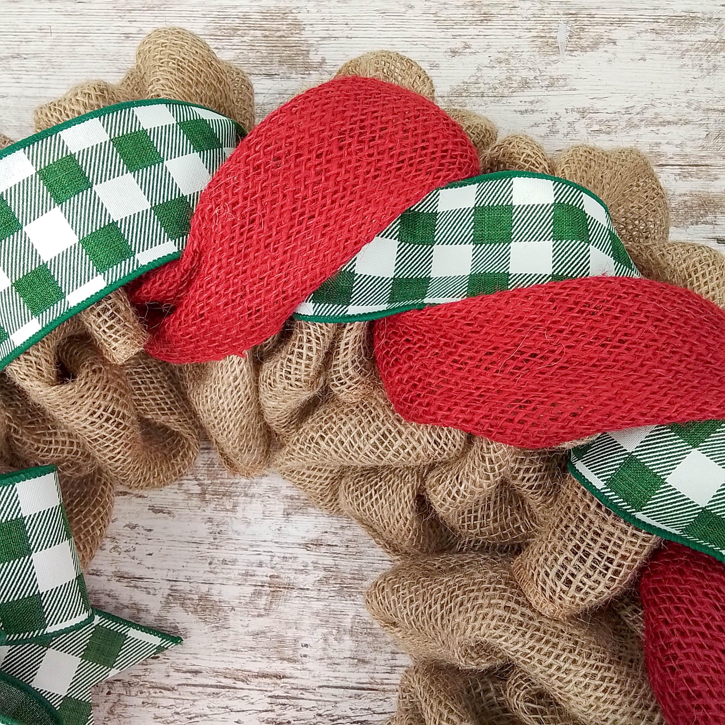 Pink Door Wreaths Buffalo Check Burlap Front Door Wreath - Black White Everyday Year Round Decor - Gift for Mom (Christmas, Custom)