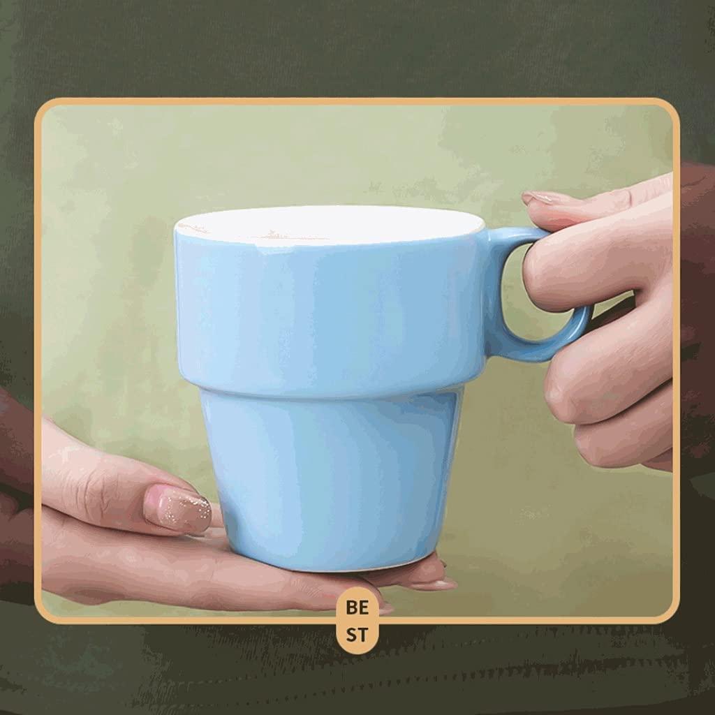KYUSAR KYUSAR Tea Cup Set 6-Piece Colorful Ceramic Mug Set,Bone China Coffee Cup Set,Multifunctional Microwaveable Drink Cup For Home Commercial Tea Cups and Saucers Set (Color : B, Size : 270ML)