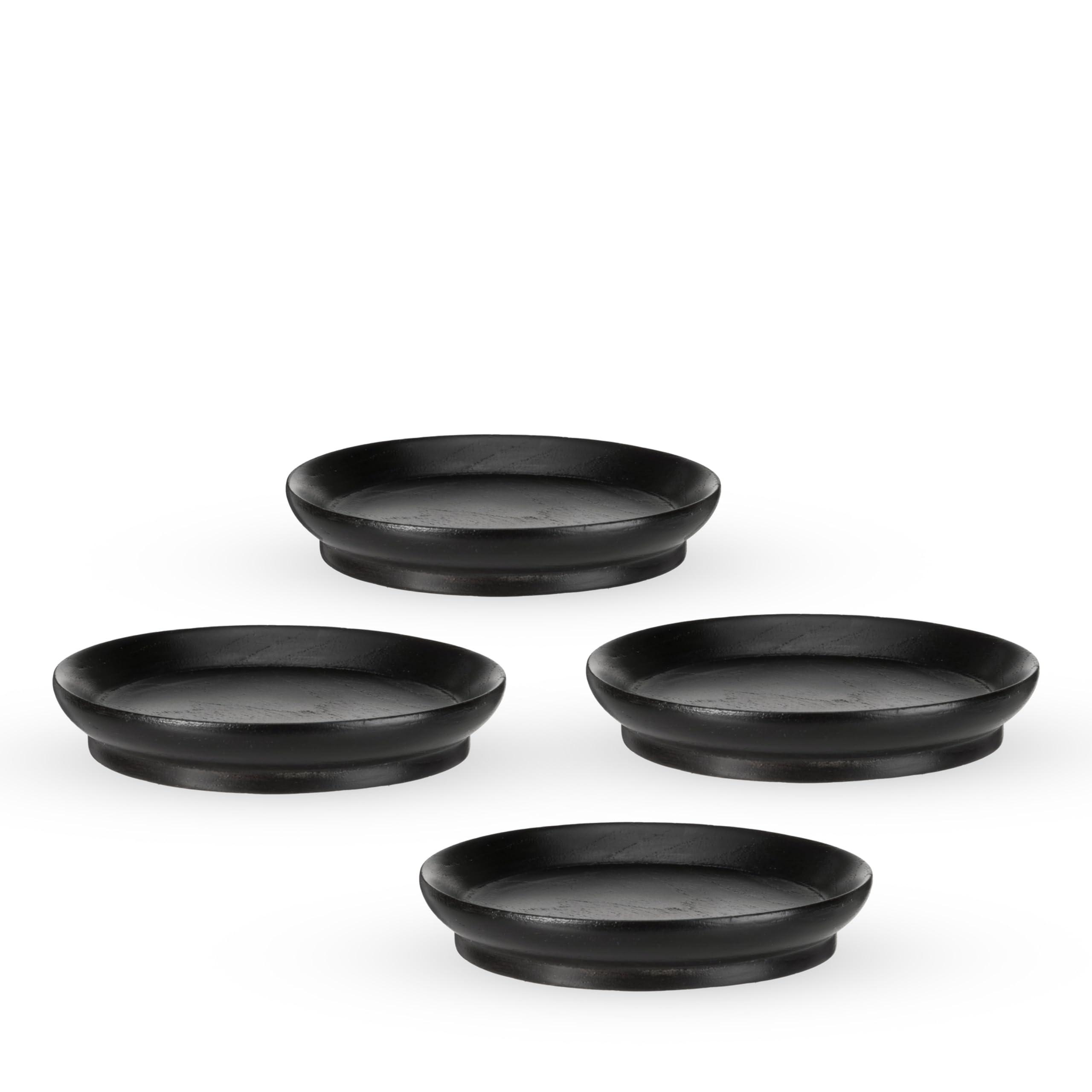 Twine Twine Wooden Farmhouse Wine Glass Topper Appetizer Plates, Drink Cup Covers, Rustic Wine Glass Covers, Wine Accessories, Set of 4, Mahogany