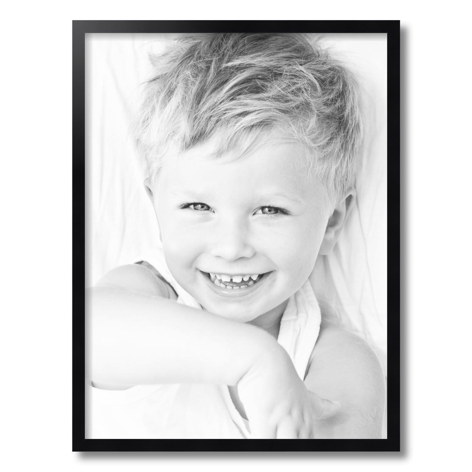 ArtToFrames ArtToFrames 18x24 Inch Black Picture Frame, This 0.75 Inch Custom Wood Poster Frame is Satin Black Short - Comes with Foam Backing 3/16 inch and Regular Acrylic (FBPL10010-18x24)