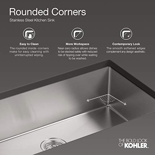 Kohler KOHLER K-5409-NA Strive 29-Inch x 18-5/16-Inch Undermount Medium SingleBowl Kitchen Sink with Basin Rack, Stainless Steel